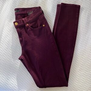 🎉 7 For All Mankind Burgundy Mid-Rise Skinny Jeans • 26